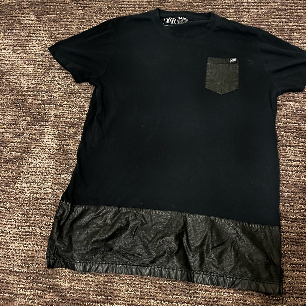 Black and pleather  tee shirt - Picture 2 of 6